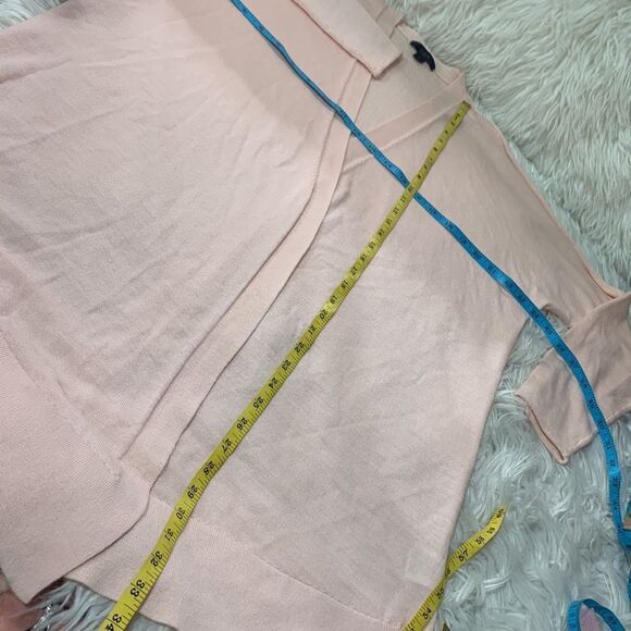 Drape this soft and warm merino wool Open Cardigan by J. Crew in baby pink - Picture 8 of 12